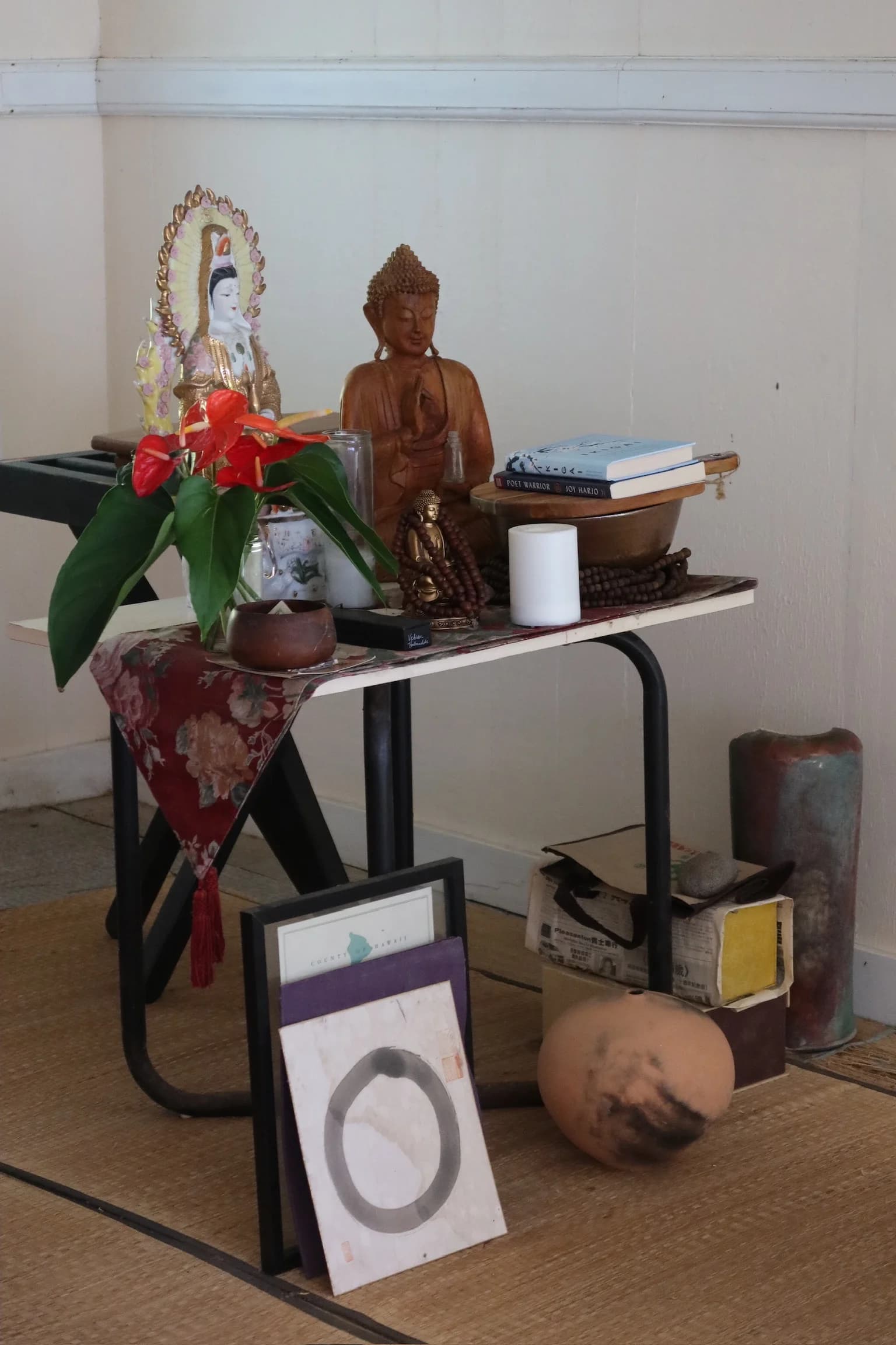 Buddhist altar in the zendo meditation hall