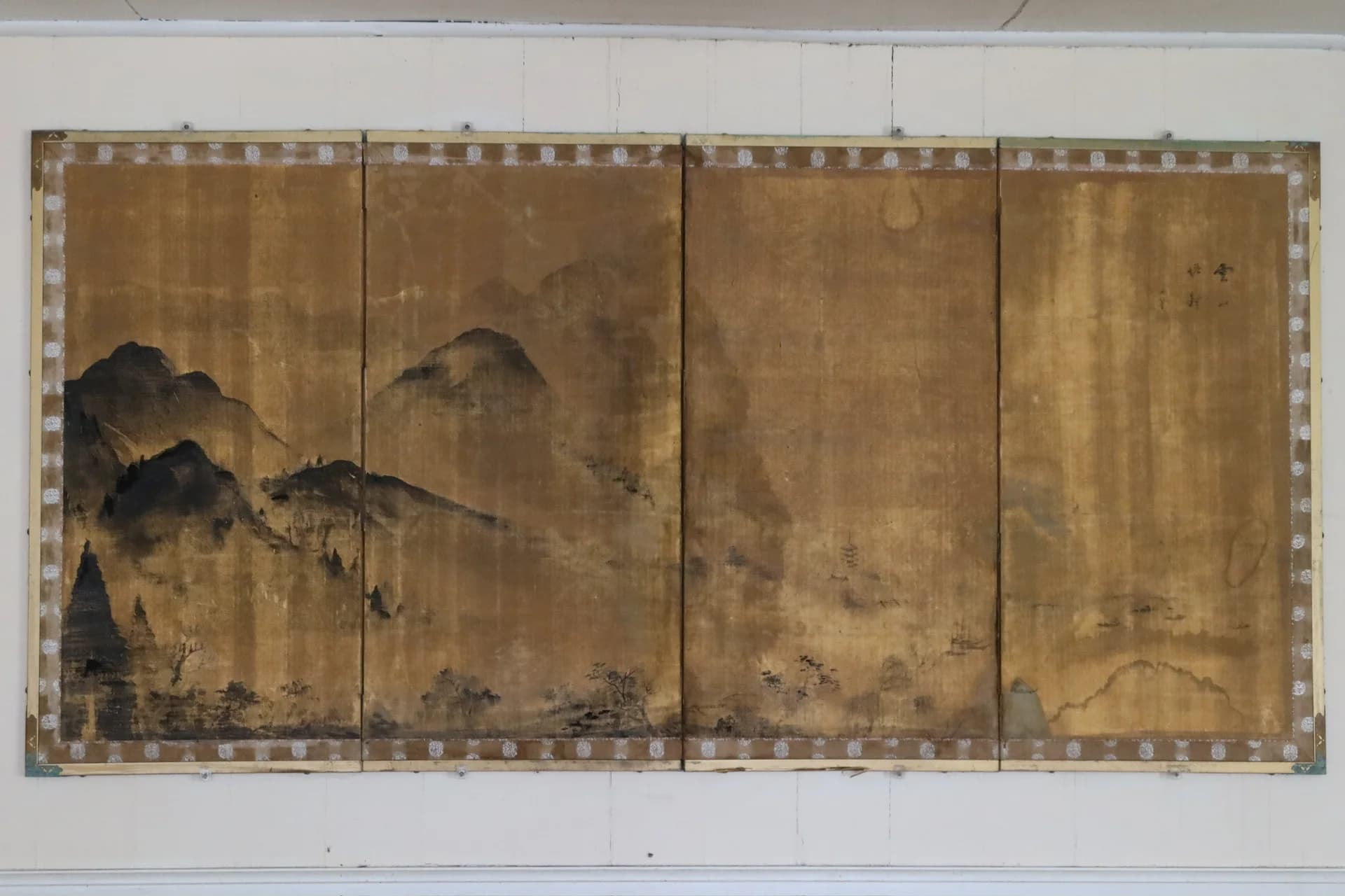 Wooden wall detail inside the zendo meditation hall